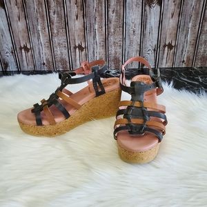 Worishofer strappy open toe sandal cork wedges